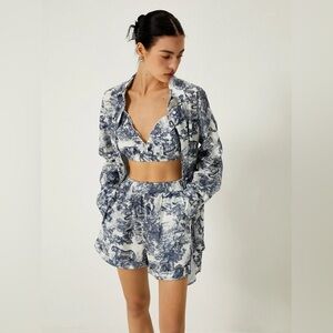 Floral Print Three Piece Short Set